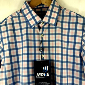 MOVE Performance Apparel By QUIETI Long Sleeve Pink Plaid Shirt Small NWT $110